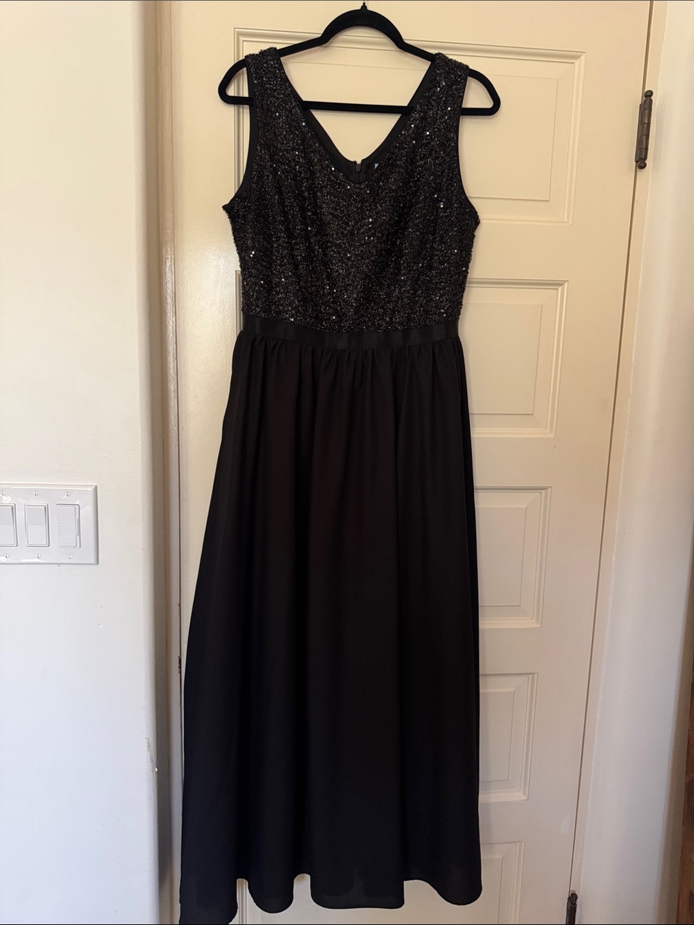 Black Sequin Bodice Maxi Dress